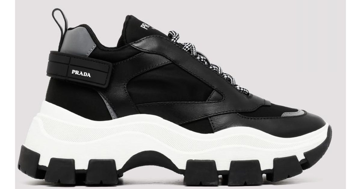 prada runners black and white