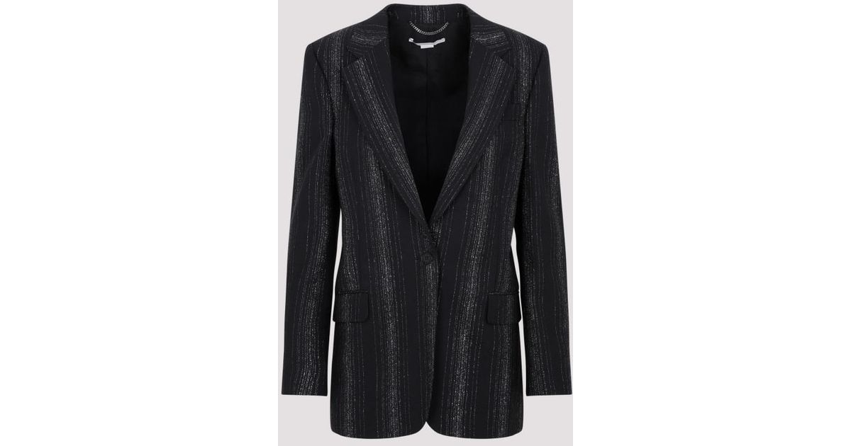 Stella McCartney Wool Tailored Lurex Striped Jacket in Black 