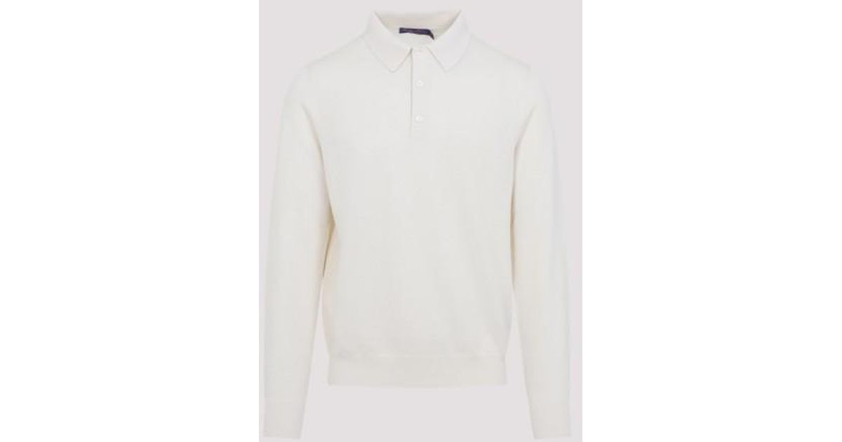 Ralph Lauren Long Sleeves Polo Knit in White for Men | Lyst