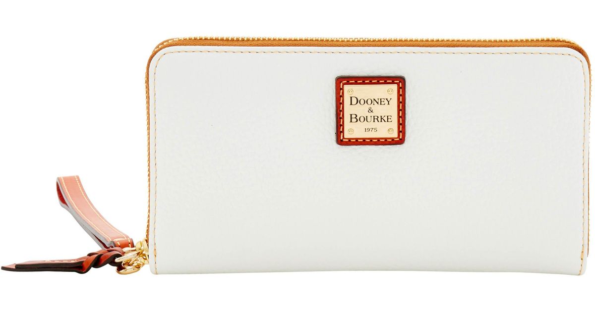 Dooney & Bourke Leather Pebble Grain Large Zip Around Wristlet in White Lyst