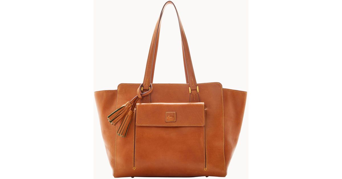 Dooney & Bourke Leather Florentine East West Shopper in Natural (Brown