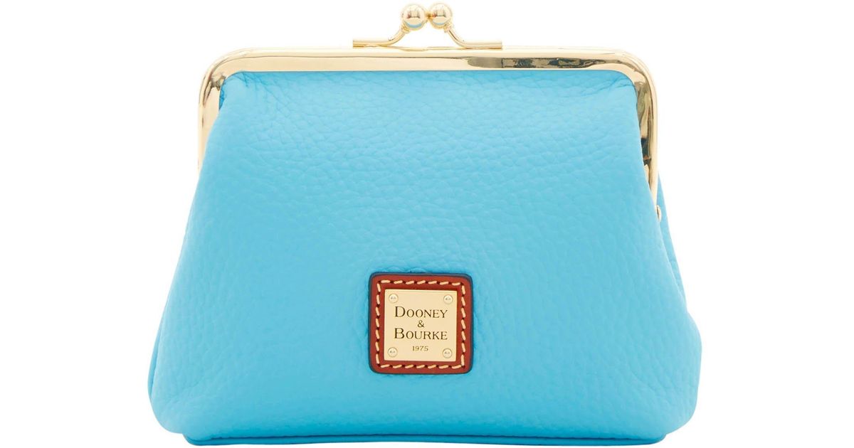Dooney & Bourke Leather Pebble Grain Large Framed Purse in Sky Blue