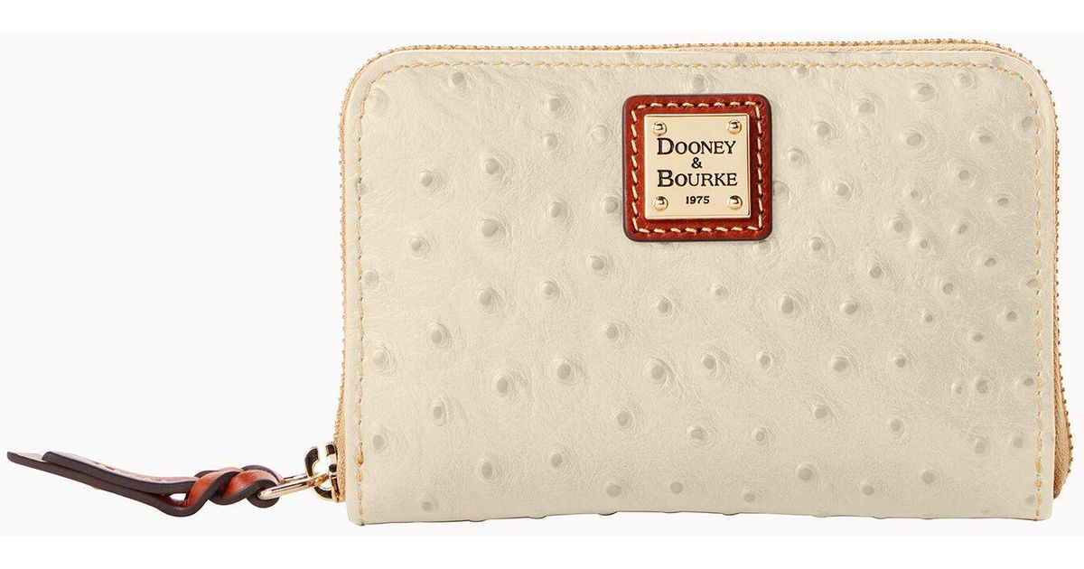 Dooney & Bourke Ostrich Medium Zip Around Wallet in Natural Lyst