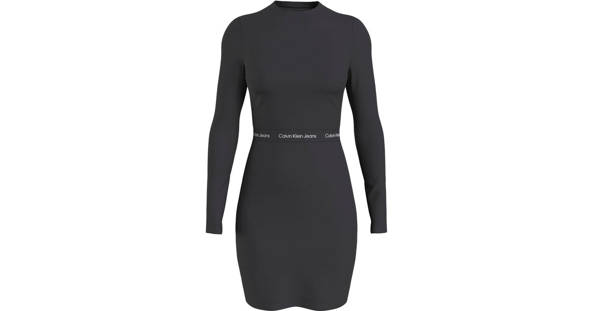 Calvin Klein Jerseykleid LOGO ELASTIC MILANO LS DRESS in Schwarz | Lyst DE