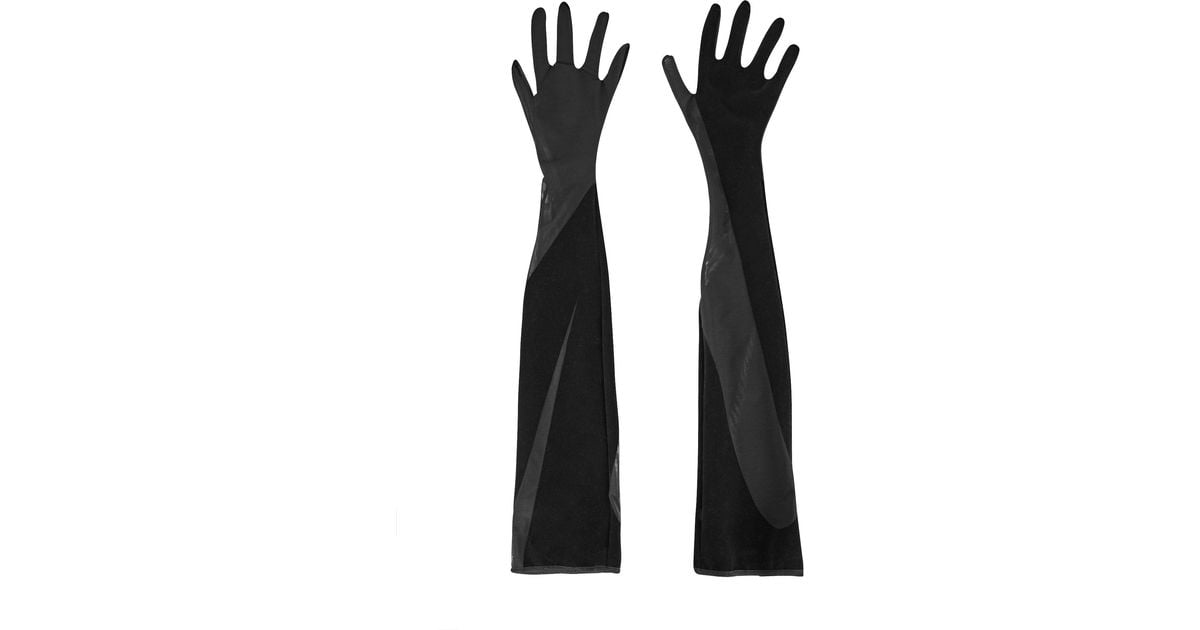 Wolford X Mugler Flocked Opera Gloves in Black Lyst