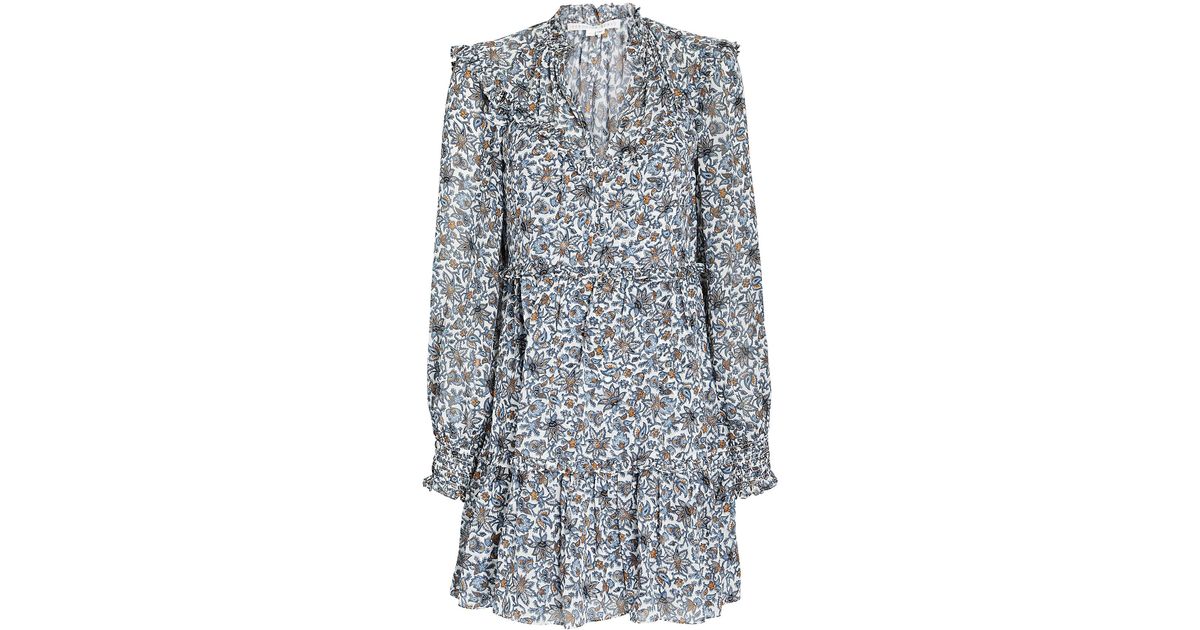 Veronica Beard Savile Ruffled Printed Silk Mini Dress | Lyst