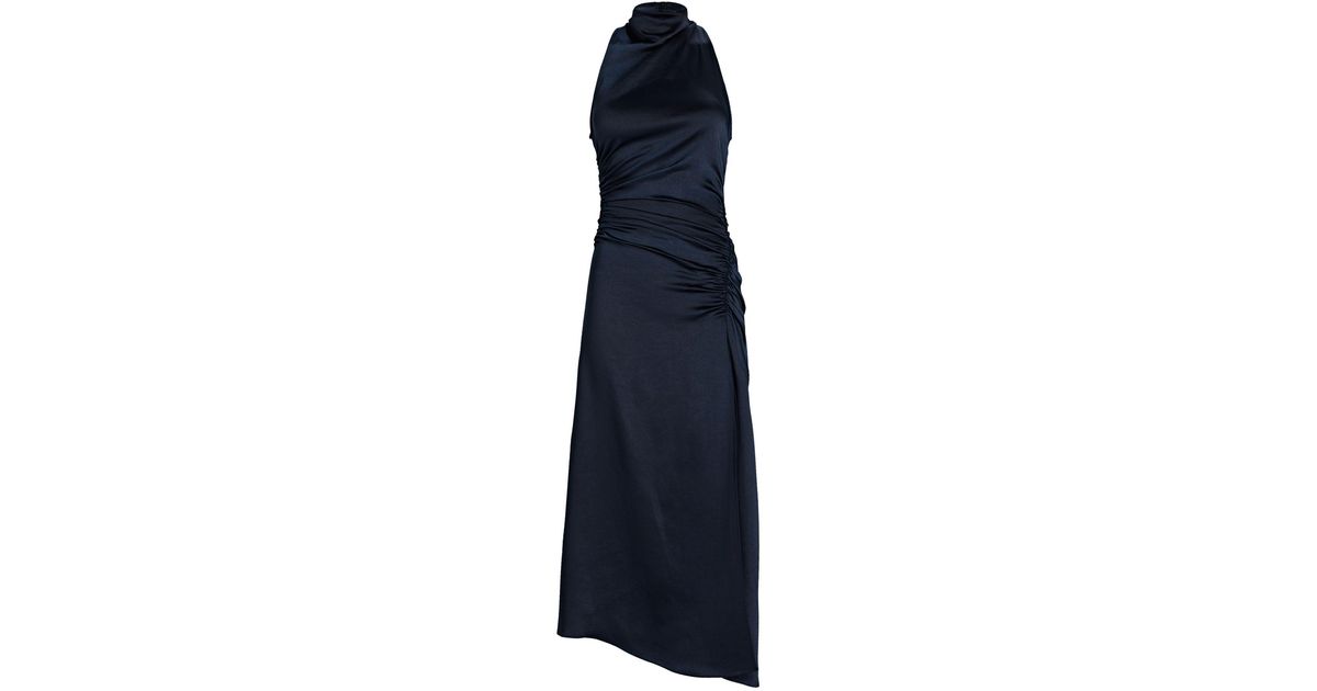 A.L.C. Inez Ruched Satin Midi Dress in Blue | Lyst Canada