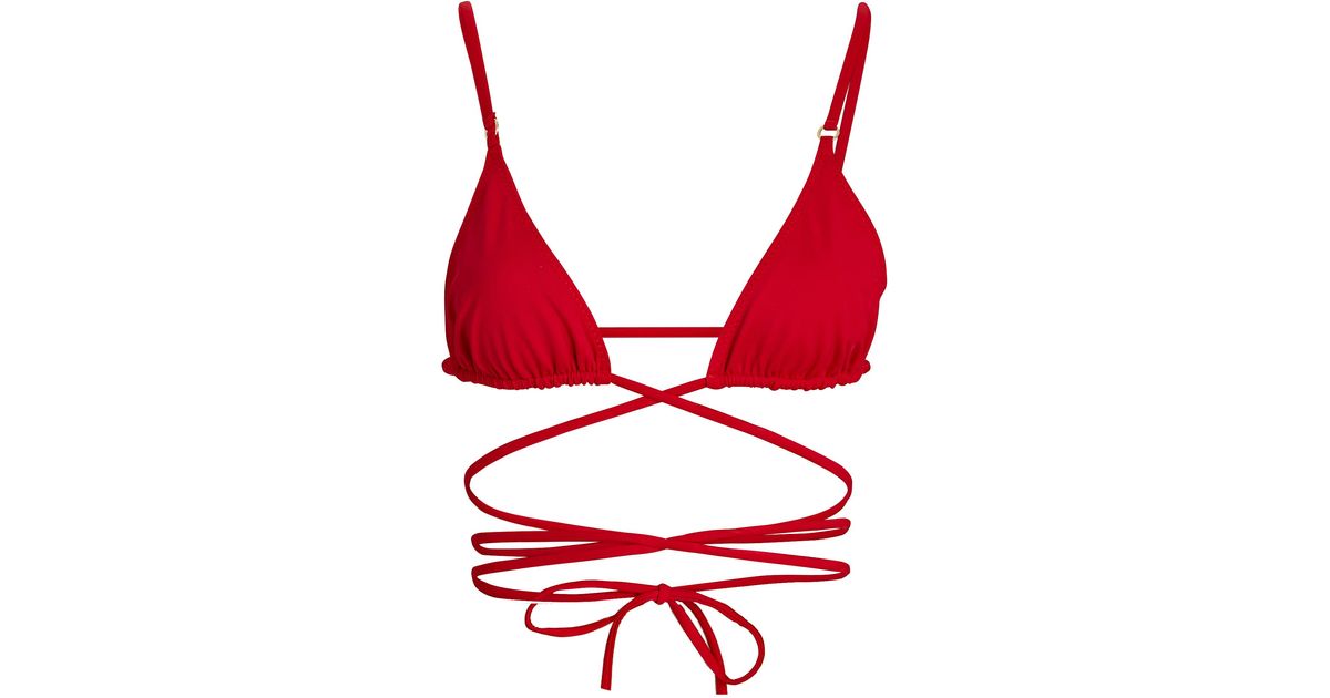 Palm Swimwear Talise Tie Around Bikini Top in Red | Lyst