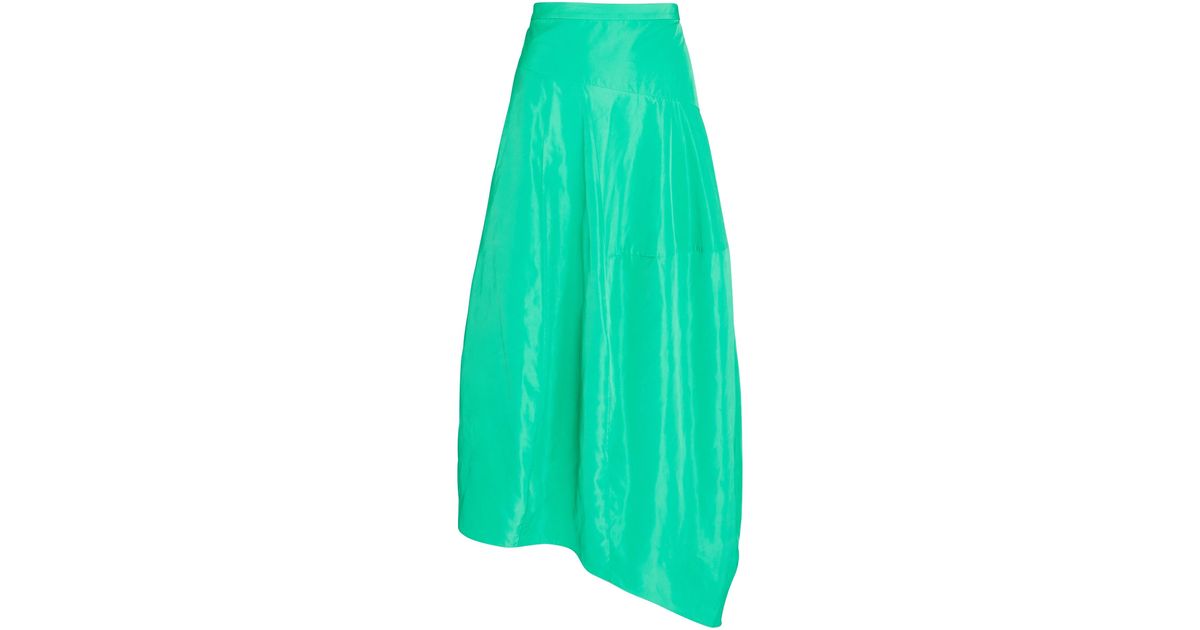 Tibi Italian Sporty Nylon Asymmetrical Balloon Skirt in Green | Lyst