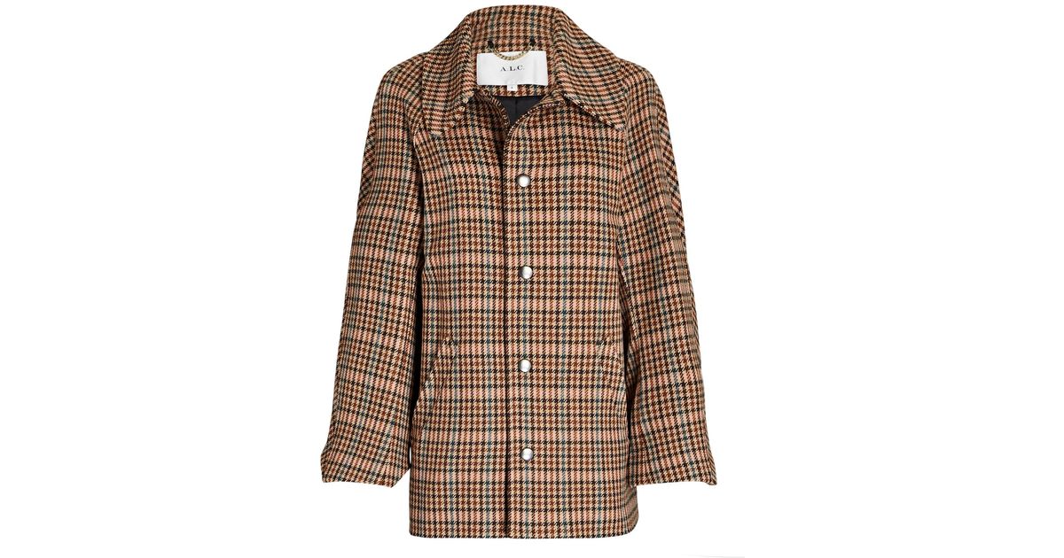 A.L.C. Lincoln Plaid Wool-blend Coat in Brown | Lyst