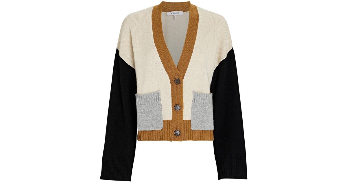 frame colorblock cashmere cardigan