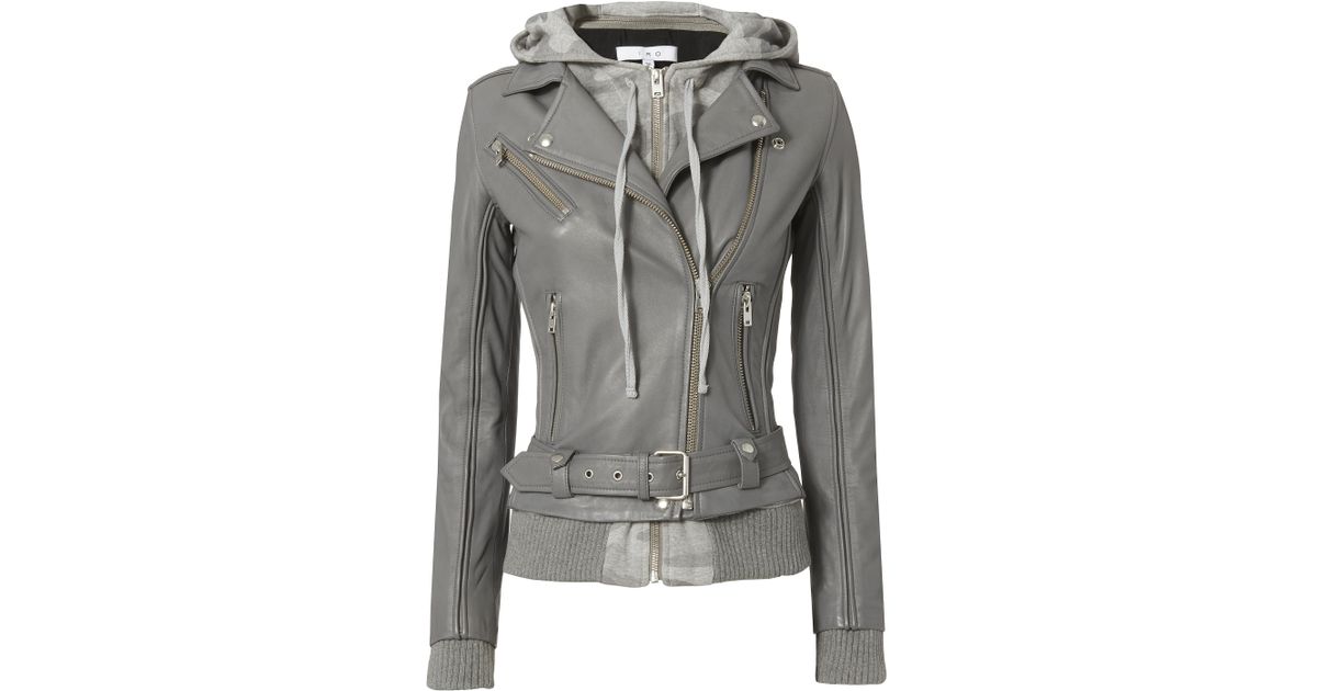 Lyst Iro Harper Camo Combo Leather Jacket In Gray