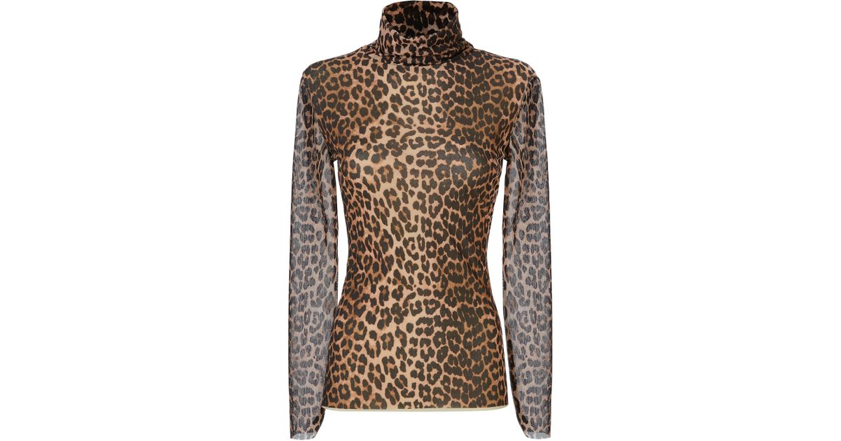 ganni tilden mesh leopard