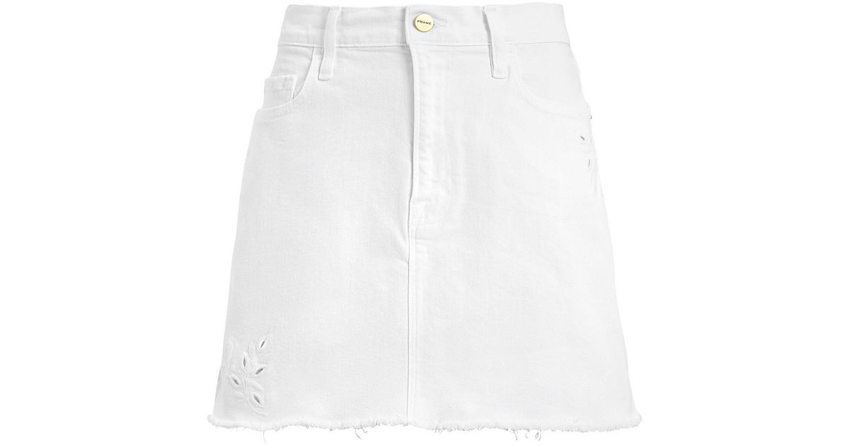 frame white denim skirt