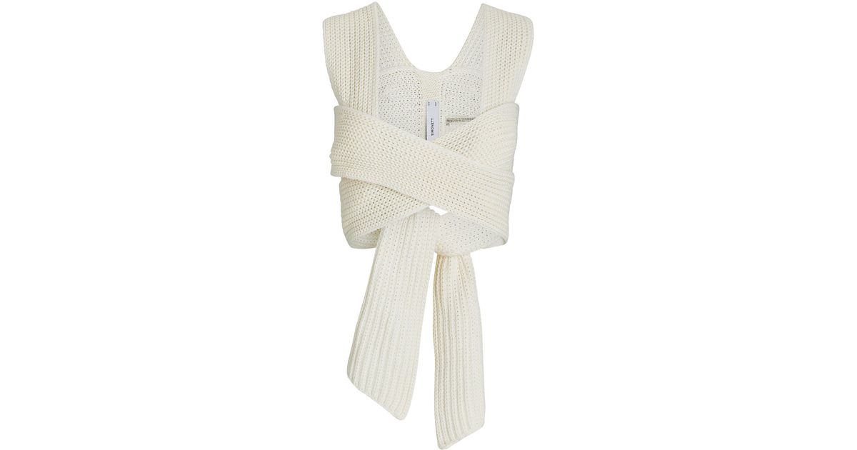 Simonett Nanu Knit Cotton Wrap Top in White | Lyst