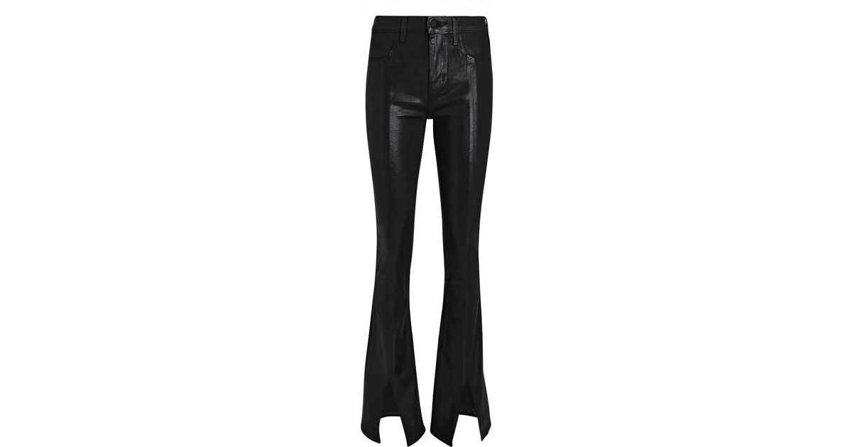 L'Agence Beatrix Coated Split-hem Bootcut Jeans in Black | Lyst