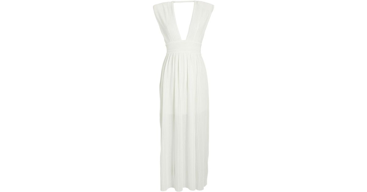 Sabina Musayev Judith Foiled Pleated Knit Maxi Dress In Purple | ModeSens