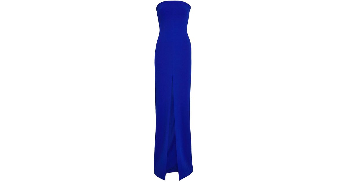 Solace London Bysha Strapless Crepe Gown in Blue | Lyst