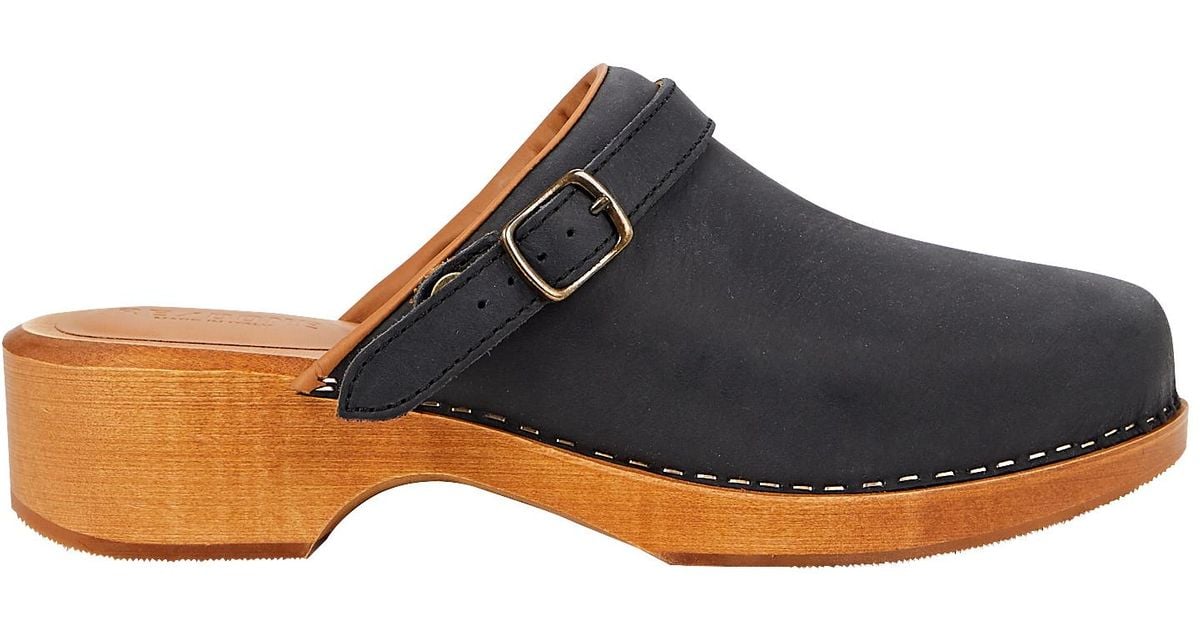 RE/DONE 70s Classic Suede Clogs in Black | Lyst