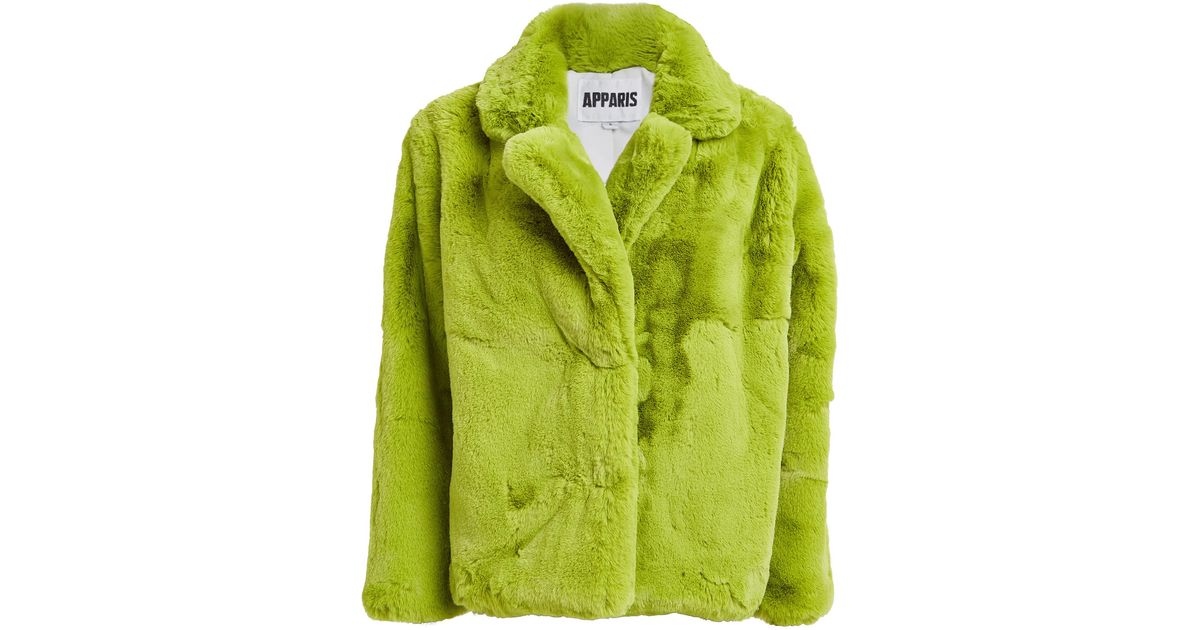 Apparis Manon Neon Faux Fur Coat in Green | Lyst Canada