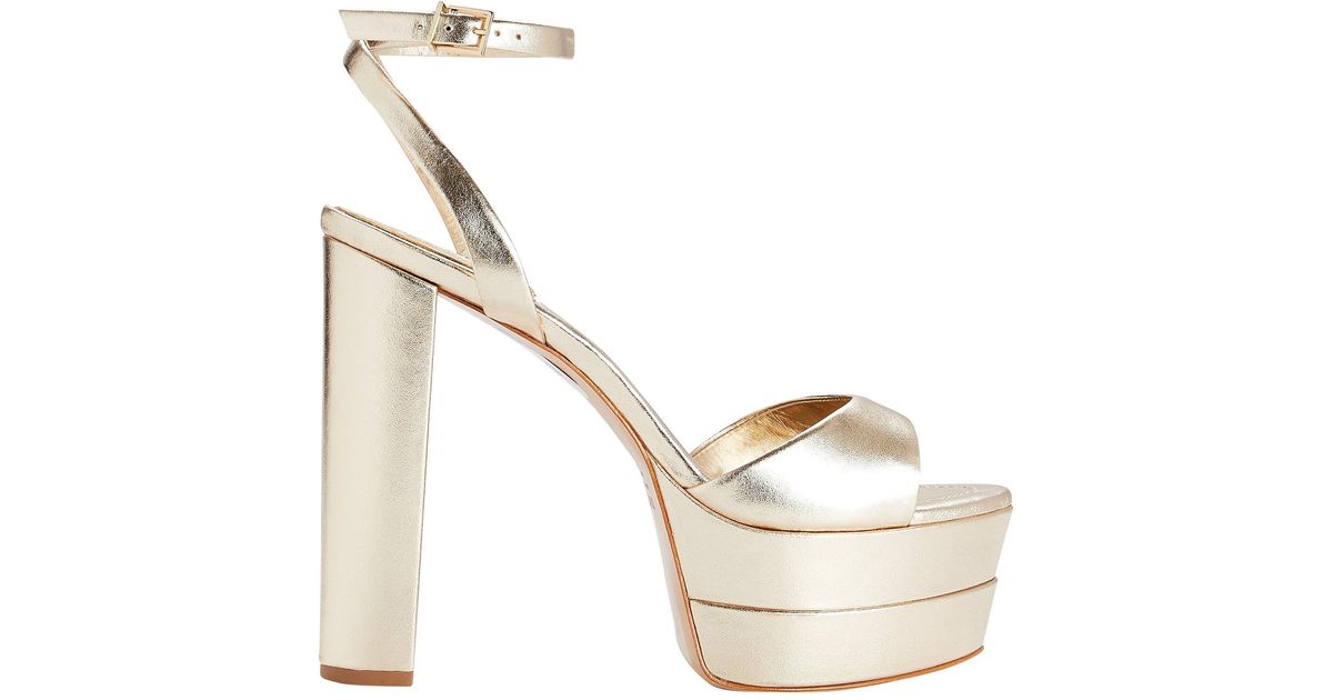 Schutz Kaila Metallic Leather Platform Sandals | Lyst