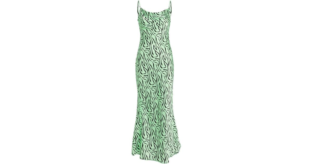 Olivia Rubin Lia Zebraprint Silksatin Slip Dress in Green Lyst