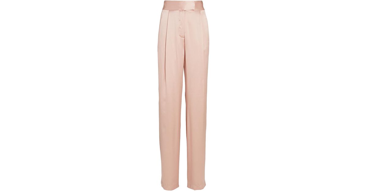 The Sei Pleated Wide-leg Silk Trousers in Pink | Lyst