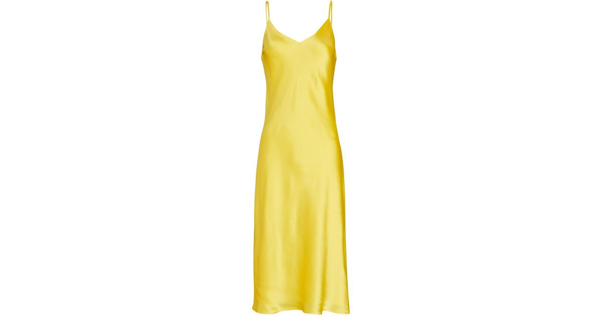 L'Agence Jodie Silk Satin Midi Slip Dress in Yellow | Lyst Canada