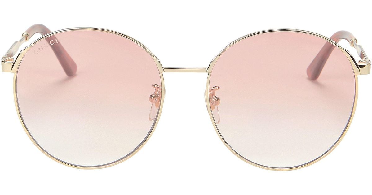 Gucci Pink Round Sunglasses in Gold 