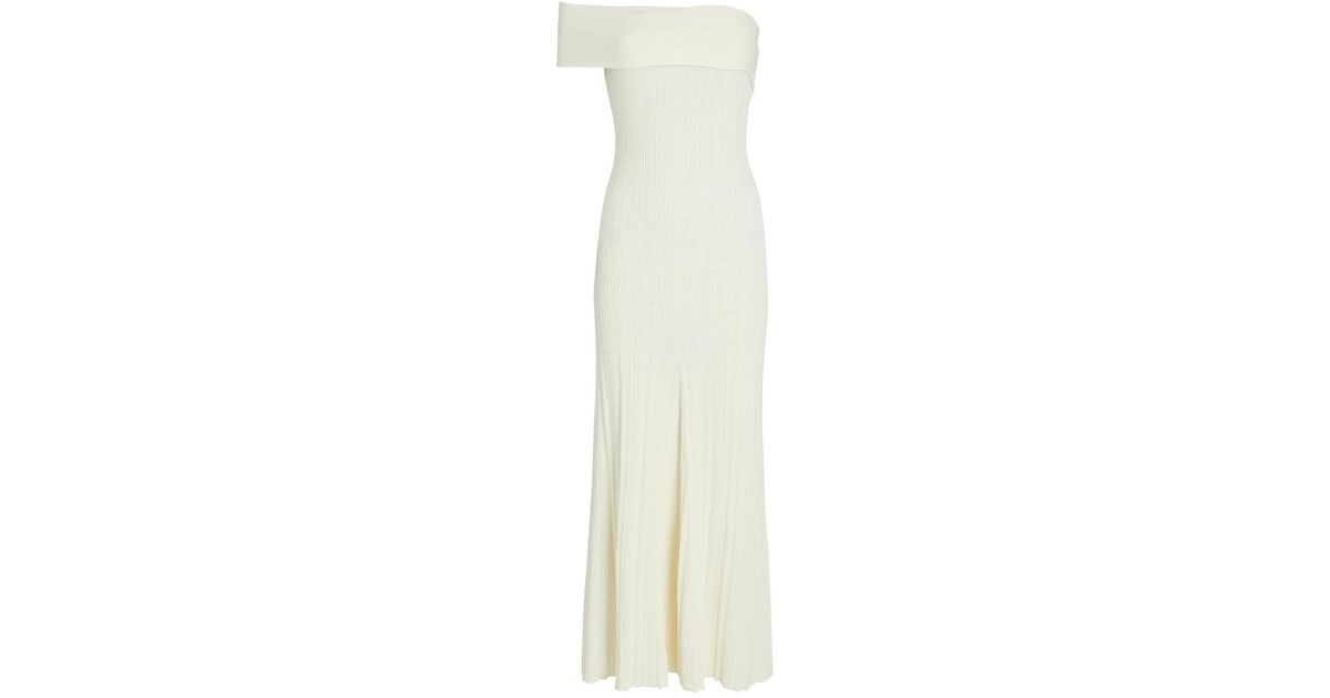 Anna Quan Brea One-shoulder Cotton-blend Maxi Dress in Ivory (White) - Lyst