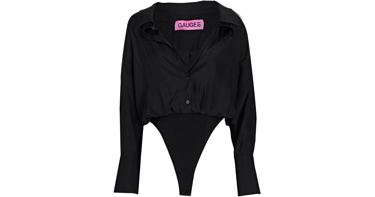 GAUGE81 Kura Silk Buttondown Bodysuit in Black Lyst
