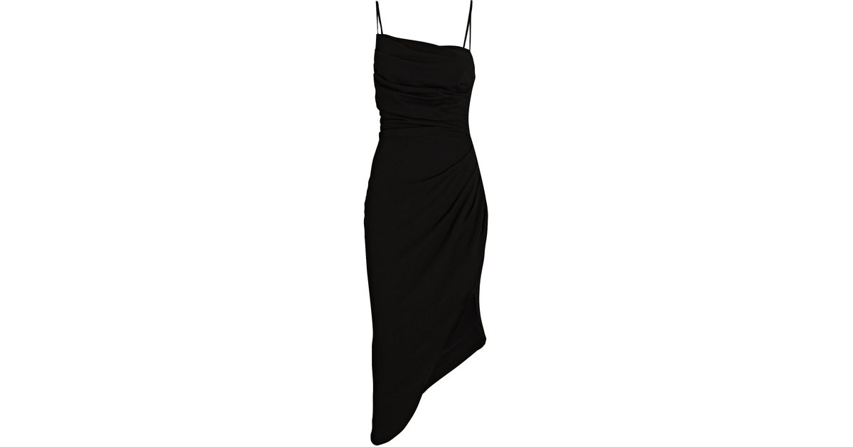 Elliatt Carissa Asymmetric Ruched Midi Dress in Black | Lyst