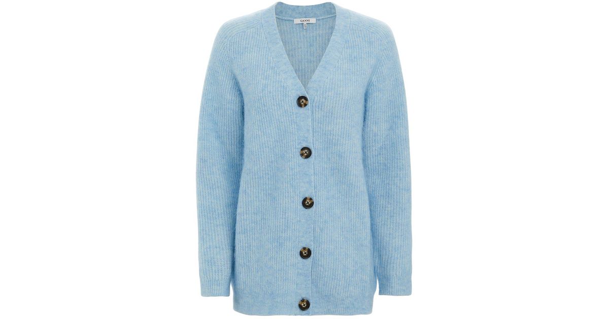 ganni blue cardigan