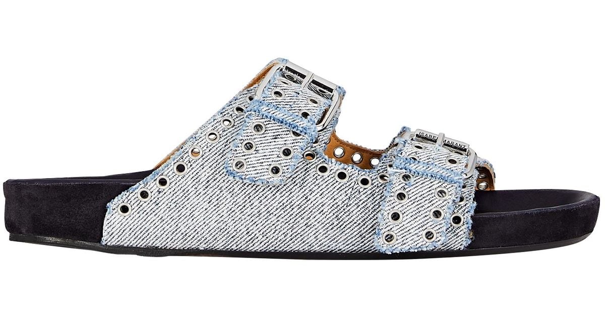 Isabel Marant Lennyo Denim Slide Sandals in Denim-lt (Blue) | Lyst