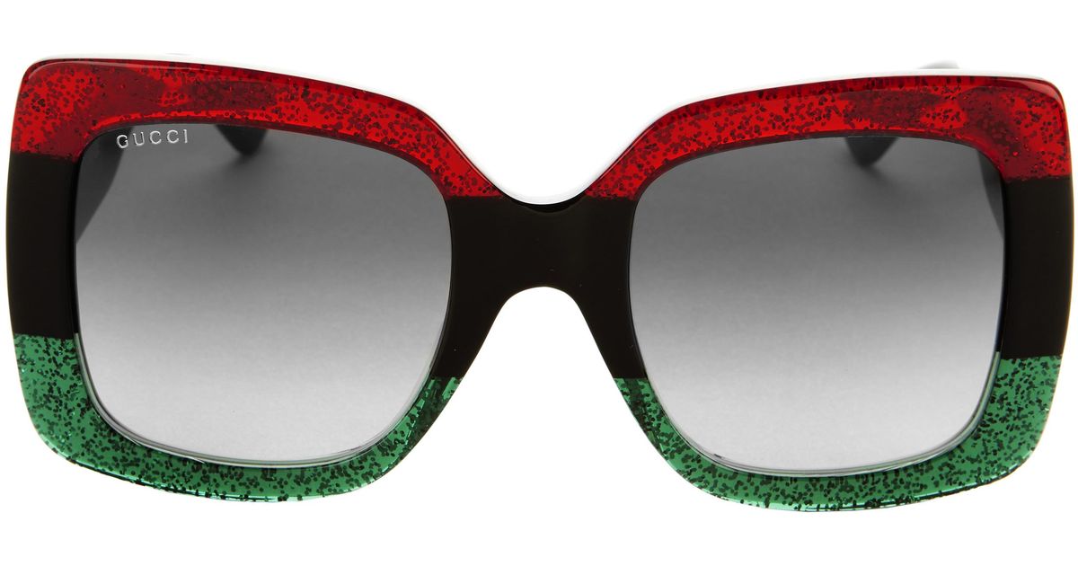 Gucci Oversized Square Glitter Sunglasses | Lyst
