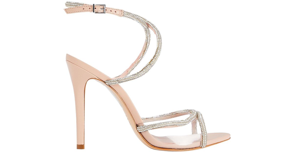 SCHUTZ SHOES Louise Crystal-embellished Leather Sandals in Natural | Lyst