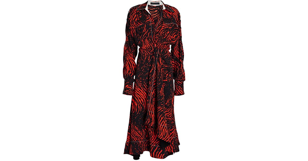 Proenza Schouler Painted Spiral Midi Wrap Dress in Red | Lyst