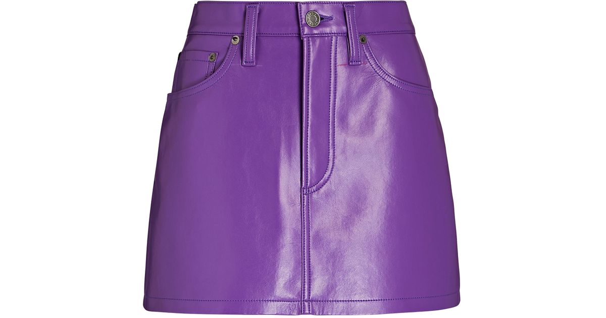 Agolde Recycled Leather Mini Skirt in Purple Lyst