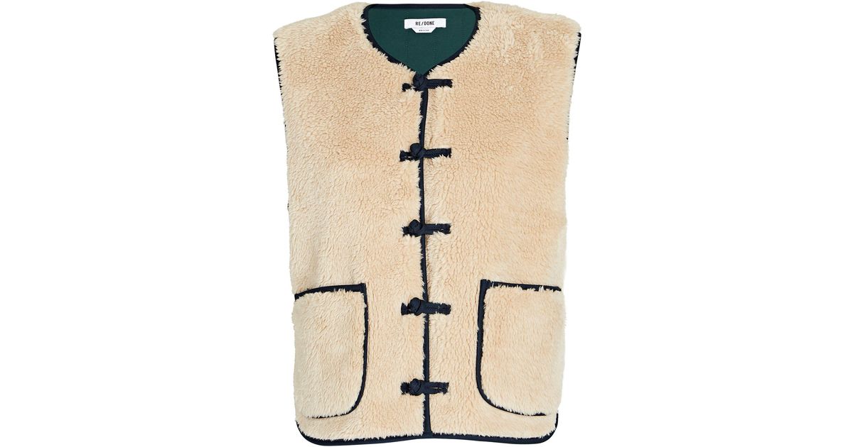 RE/DONE Knotted Faux Shearling Vest in Natural | Lyst