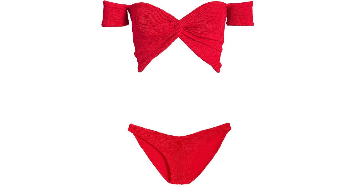 red off the shoulder bikini