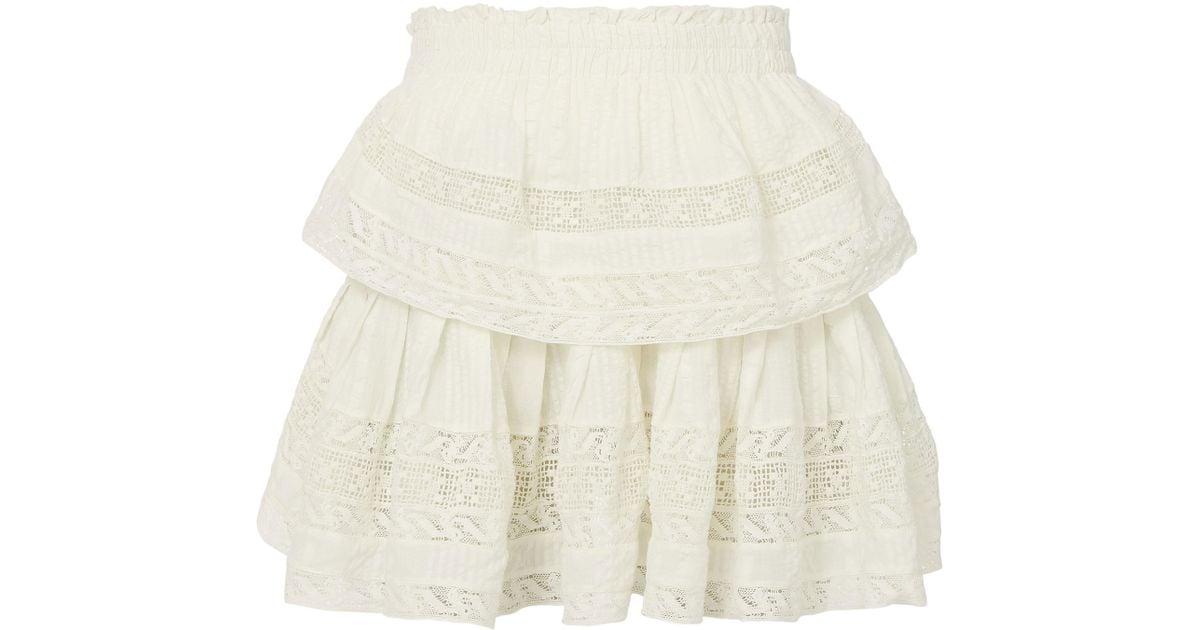LoveShackFancy Lace Ruffle Mini Skirt in White - Lyst