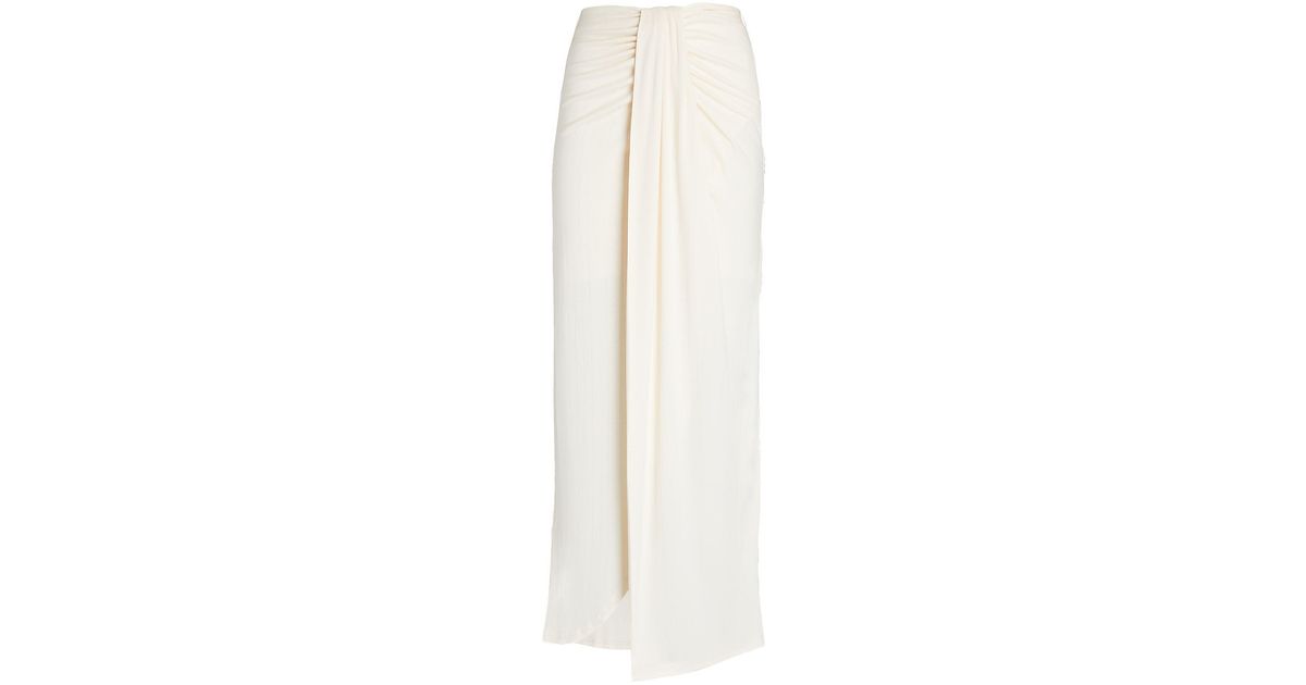 Significant Other Odelia Draped Rib Knit Midi Skirt in White | Lyst