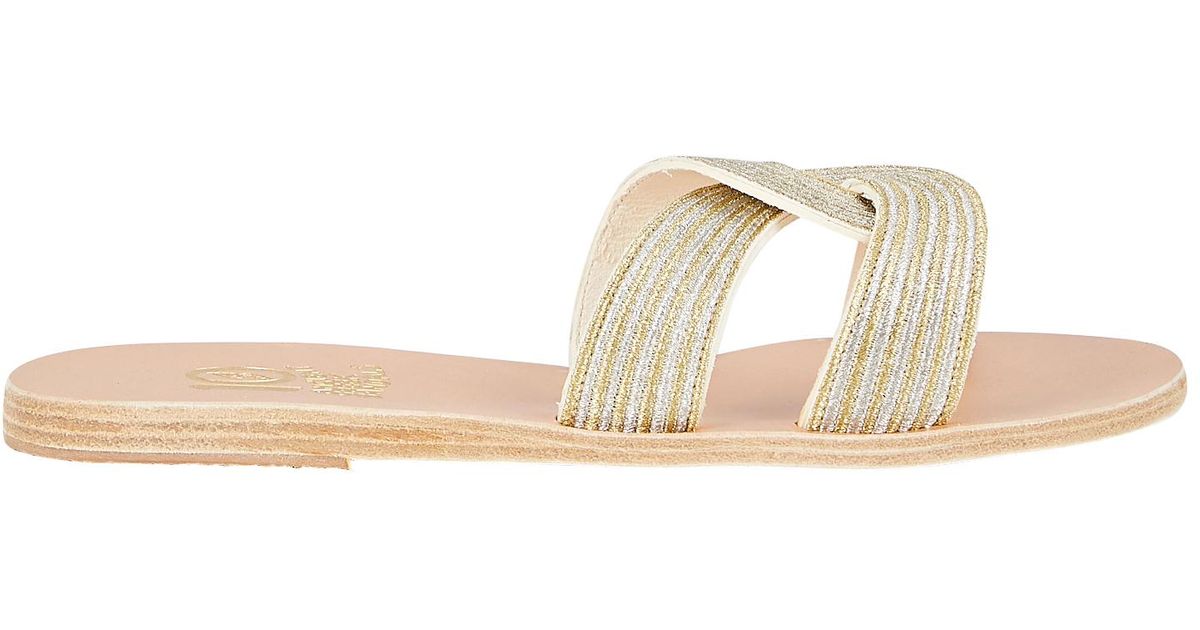 Ancient Greek Sandals Kore Of Berlin Leather Slide Sandals in Gold