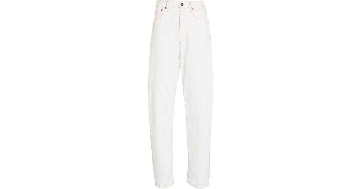 Agolde Denim 90's High-rise Straight-leg Jeans in White | Lyst