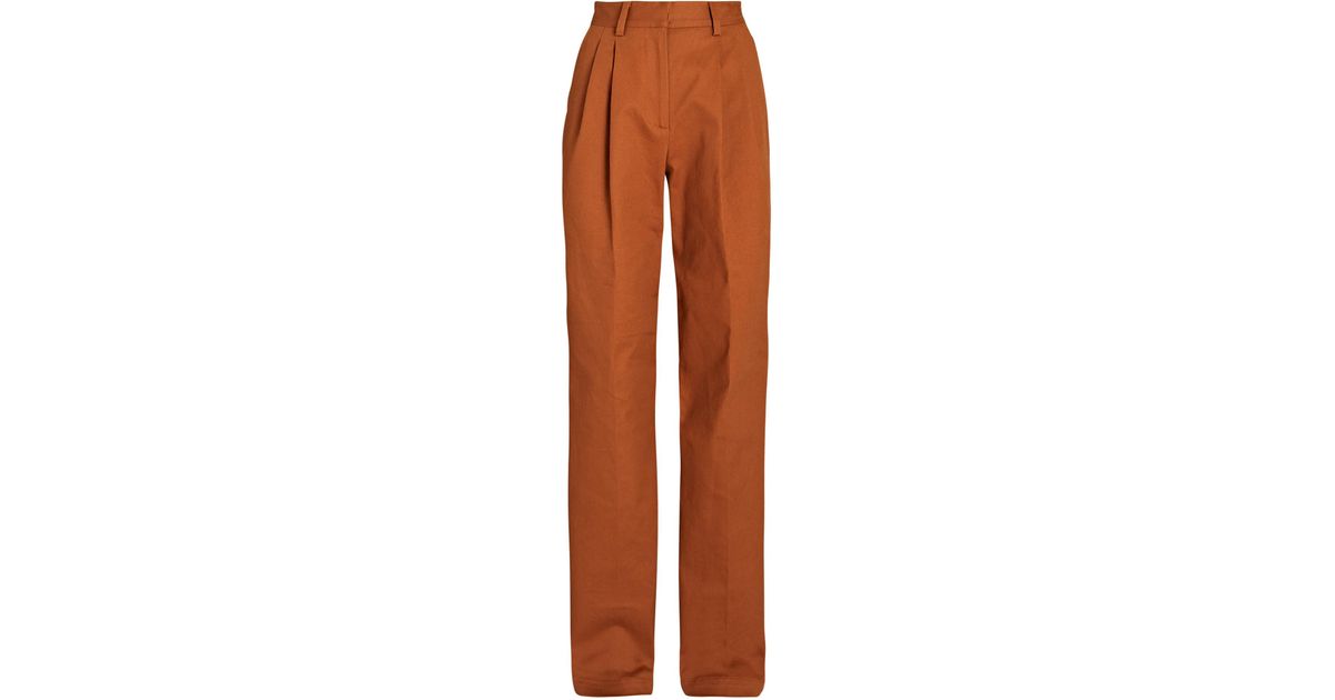 AKNVAS O'connor Pleated Straight-leg Pants in Brown | Lyst