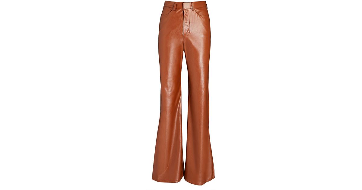 Enza Costa Vegan Leather Wide-leg Pants in Brown | Lyst