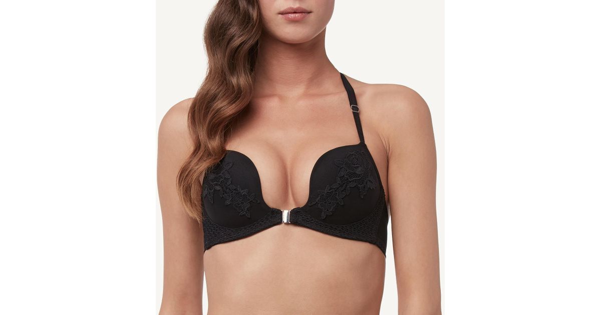 Intimissimi Romantic Rose Monica Push Up Bra in Black - Lyst