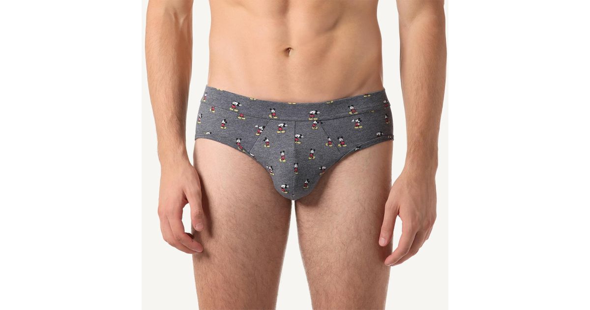 Intimissimi Mickey Mouse Stretch Cotton Briefs in Gray for Men | Lyst