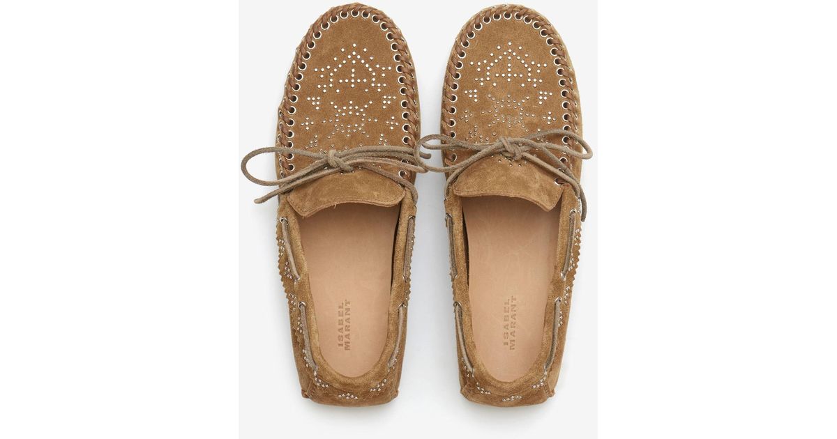 Isabel Marant Freen Suede Leather Loafers in Natural | Lyst