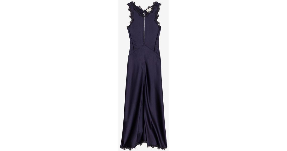 ワンピース ISABEL MARANT Midnight Blue Satin Jadelia Dress Jadelia silk-blend satin midi dress in blue - Isabel Marant